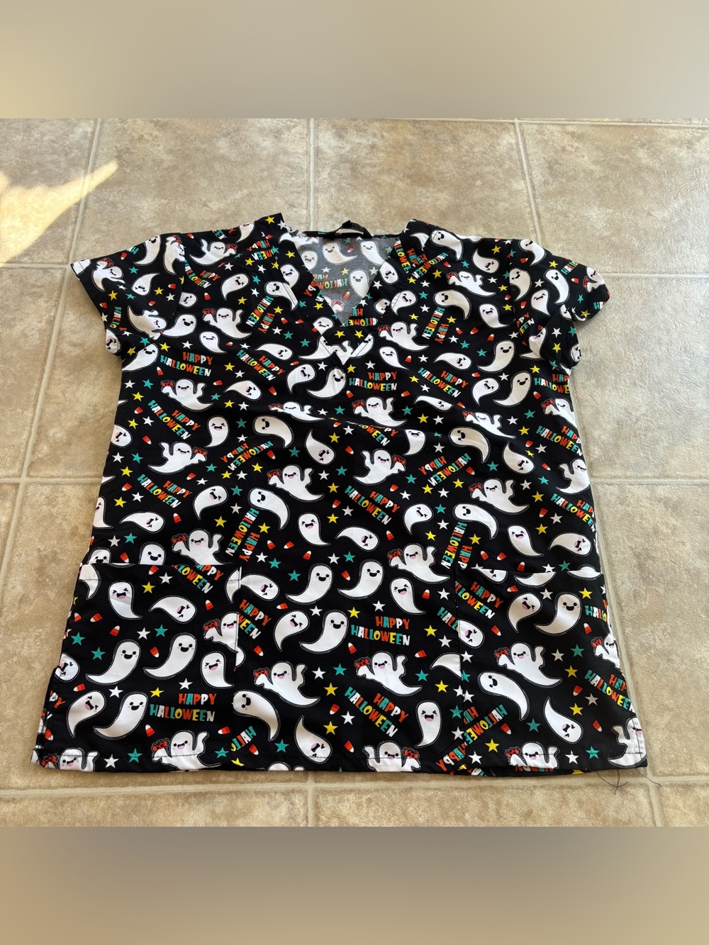 Womens Halloween scrub top